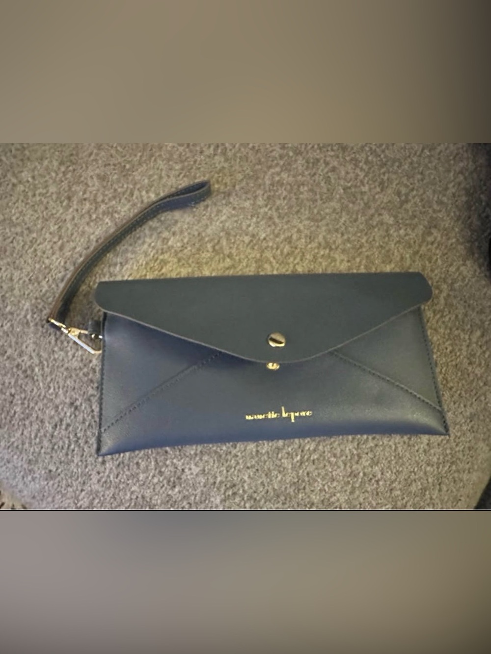Nanette Lepore Navy Envelope Wristlet Clutch with Gold Accent